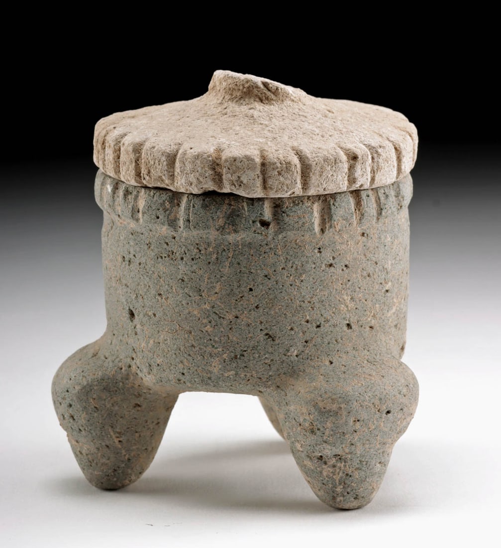 Teotihuacan Lidded Stone Tripodal Vessel (1 of 4)