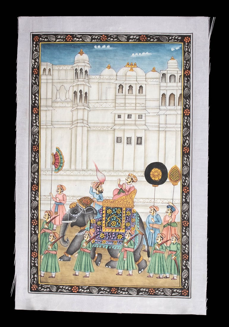 19th C. Indian Mughal Painting Royal Procession (1 of 4)