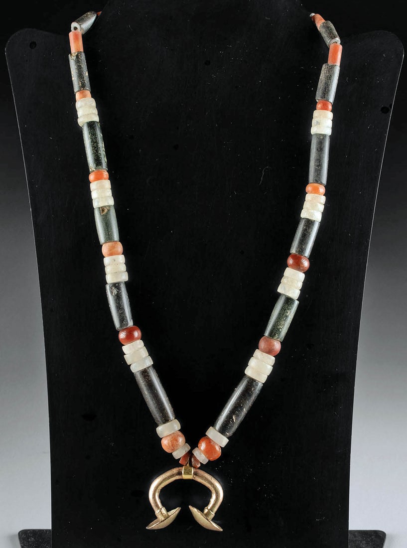 Tairona Bead Necklace Tumbaga Pendant Carnelian/Quartz (1 of 3)