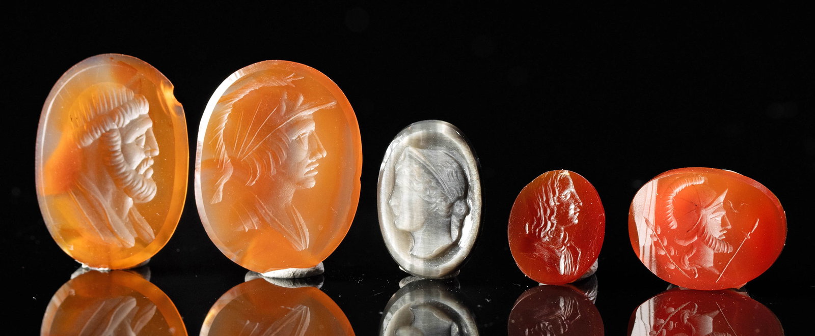 Five 19th C. Neoclassical Stone Intaglios of Busts (1 of 1)