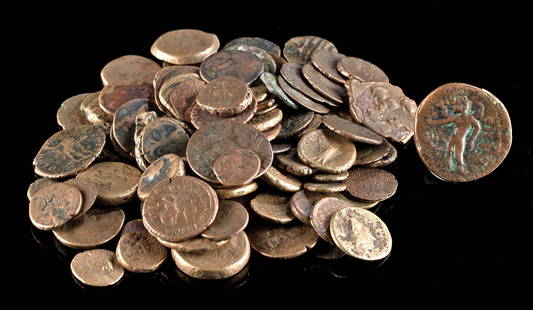 100 Ancient Roman & Medieval Coins (Copper & Bronze): **Originally Listed At $350** Roman, Imperial Period, ca. 1st to 4th century CE; Near East, Byzantine & Persian Empire, ca. 1st to 12th century CE; Europe, Medieval, ca. 12th to 15th century CE. A col