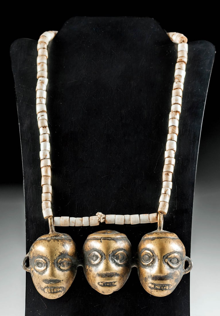 Naga Shell Bead Necklace & Headhunter Brass Heads (1 of 3)