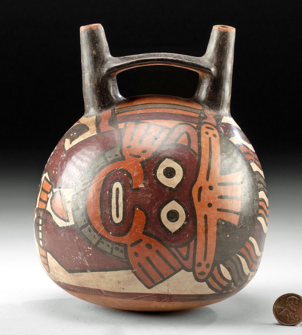 Nazca Bridge Spouted Vessel w/ Mythical Being (1 of 5)