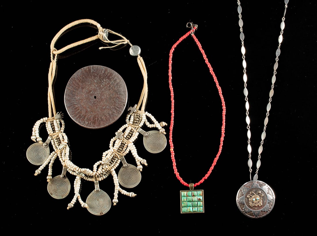 American & Peru Necklaces & Holbrook Belt Buckle, 4 pcs (1 of 2)