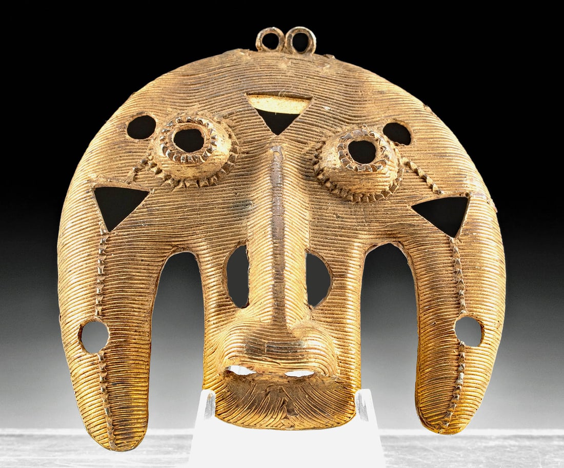 Early African Gilded Silver Maskette - Ram's Head (1 of 3)