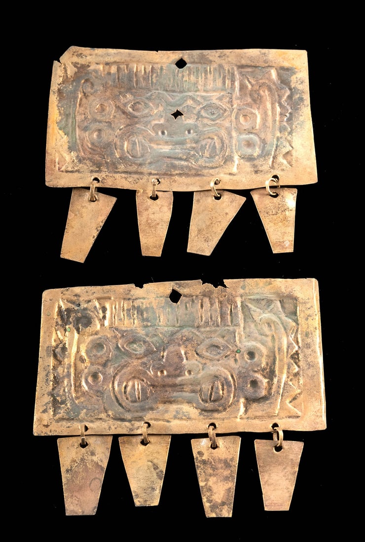 Rare Chavin Gilt Copper Appliques w/ Ai Apec (1 of 4)