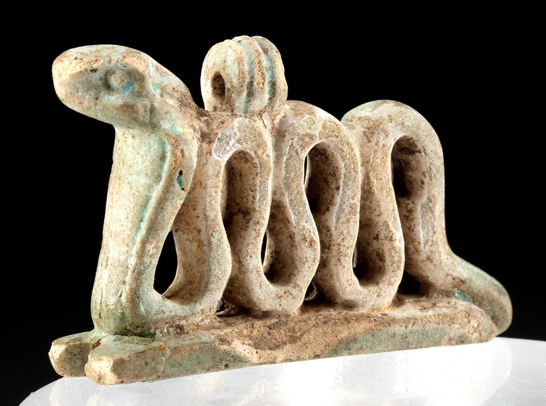 Rare Egyptian Faience Amulet Snake / Cobra, ex-Mitry (1 of 3)