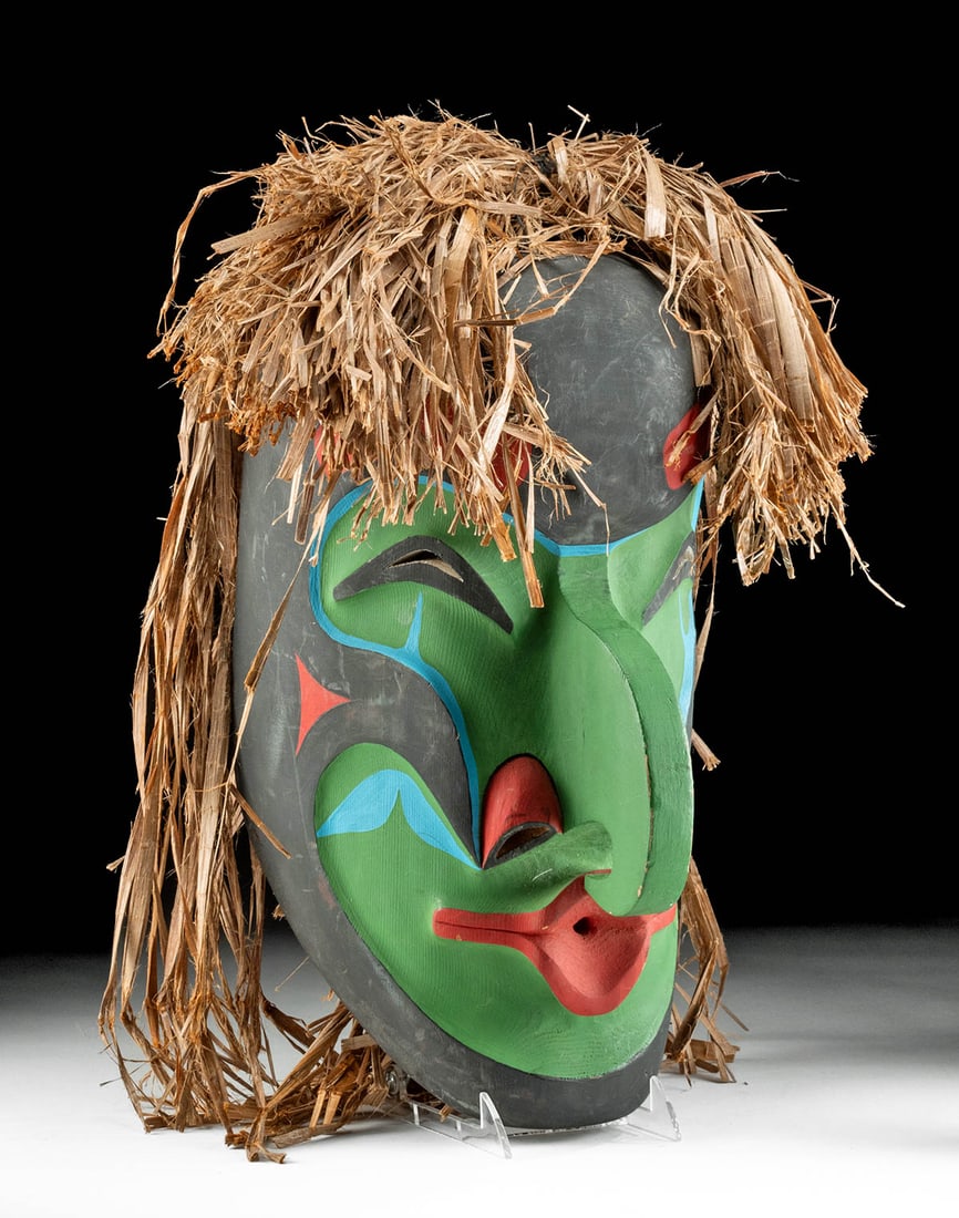 Canadian Nootka Wood Dzunukwa Mask by Russell Tate (1 of 4)