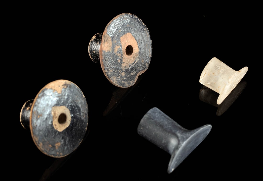 Pre-Columbian Pottery Earspools & 2 Stone Labrets (1 of 3)