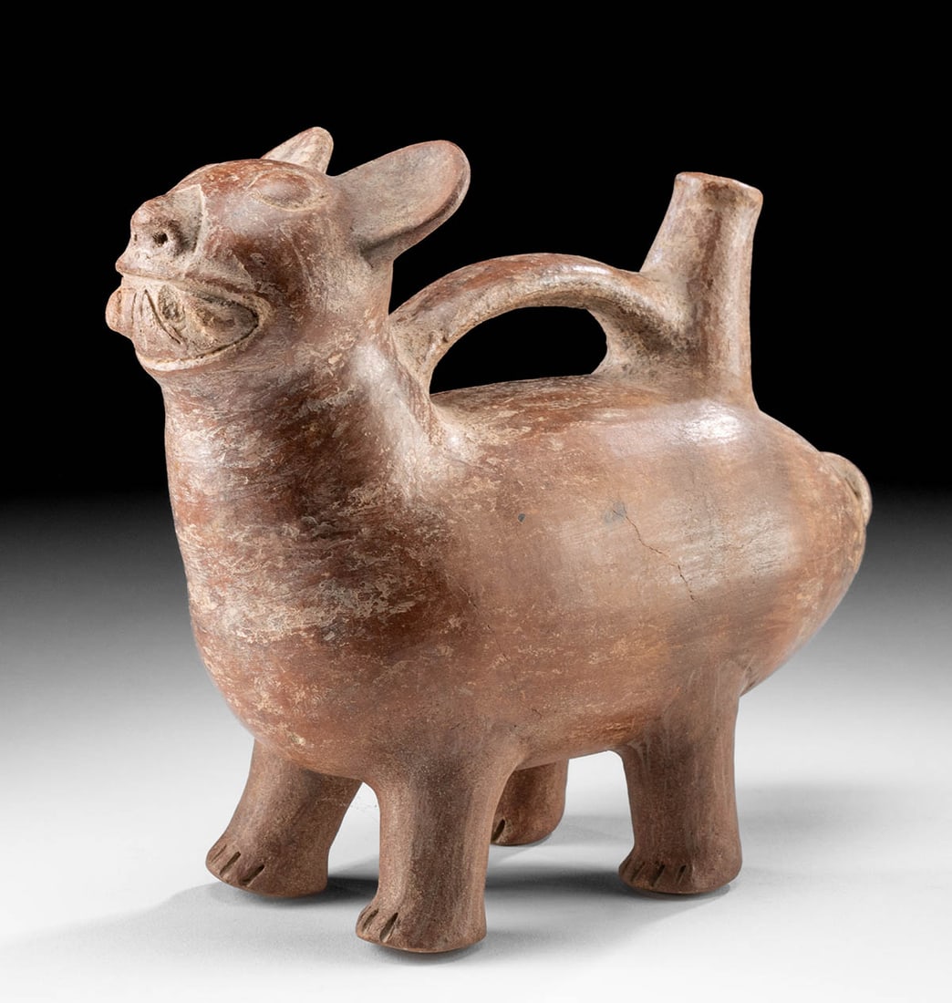 Adorable Vicus Redware Vessel - Jaguar Form (1 of 4)