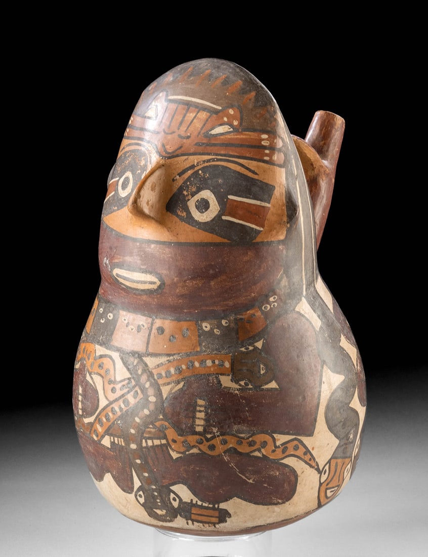 Nazca Polychrome Figural Vessel - Shaman w/ Snakes (1 of 4)