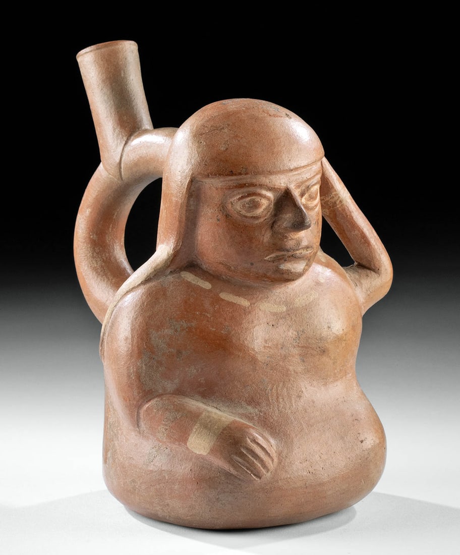 Moche Pottery Seated Figural Vessel (1 of 5)