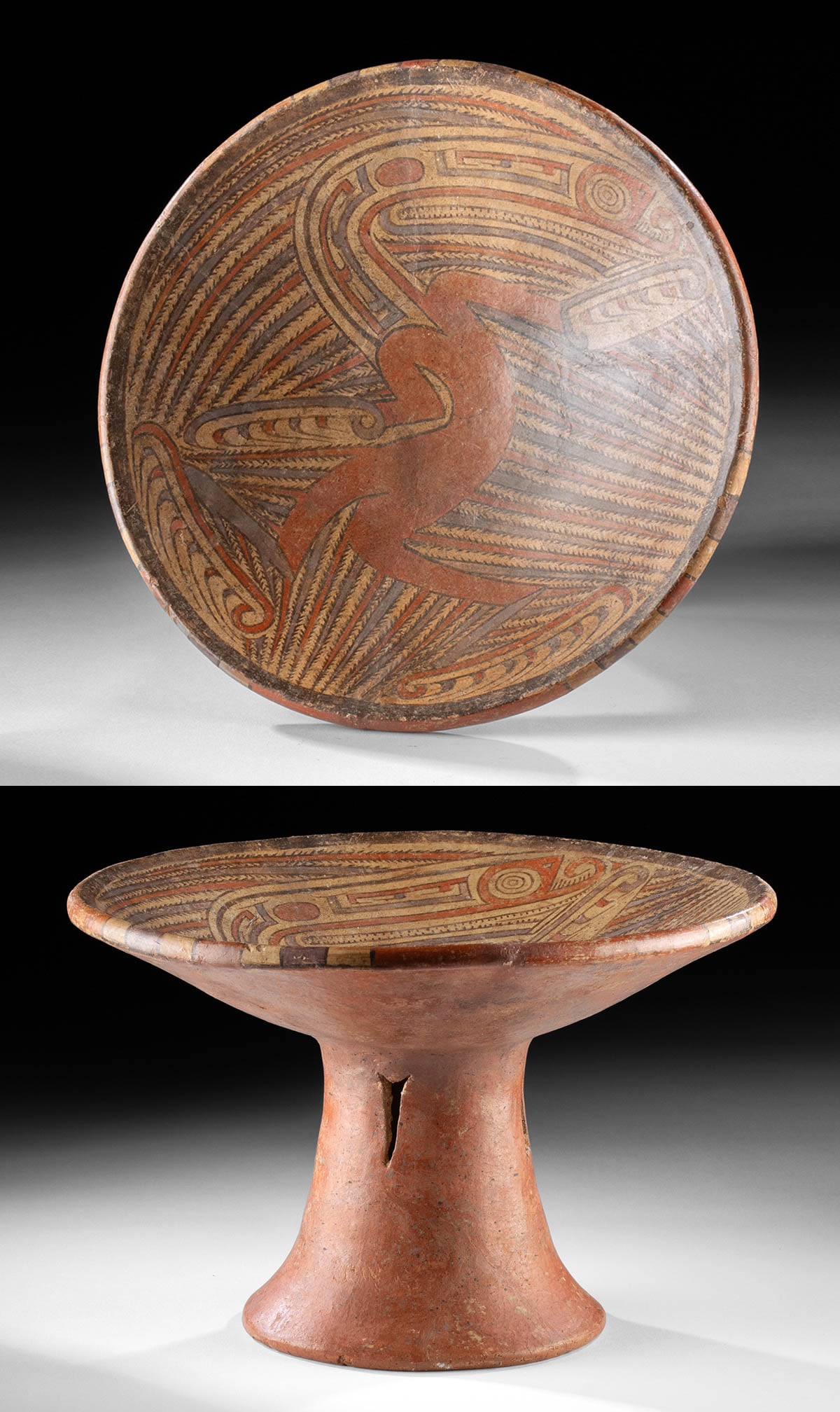 Cocle Macaracas Polychrome Dish w/ Abstract Zoomorph (1 of 4)