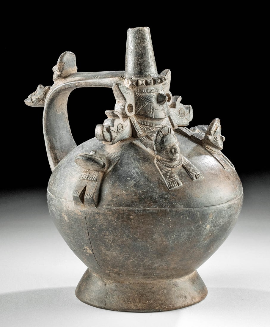 Sican Lambayeque Blackware Vessel w/ Naylamp (1 of 5)