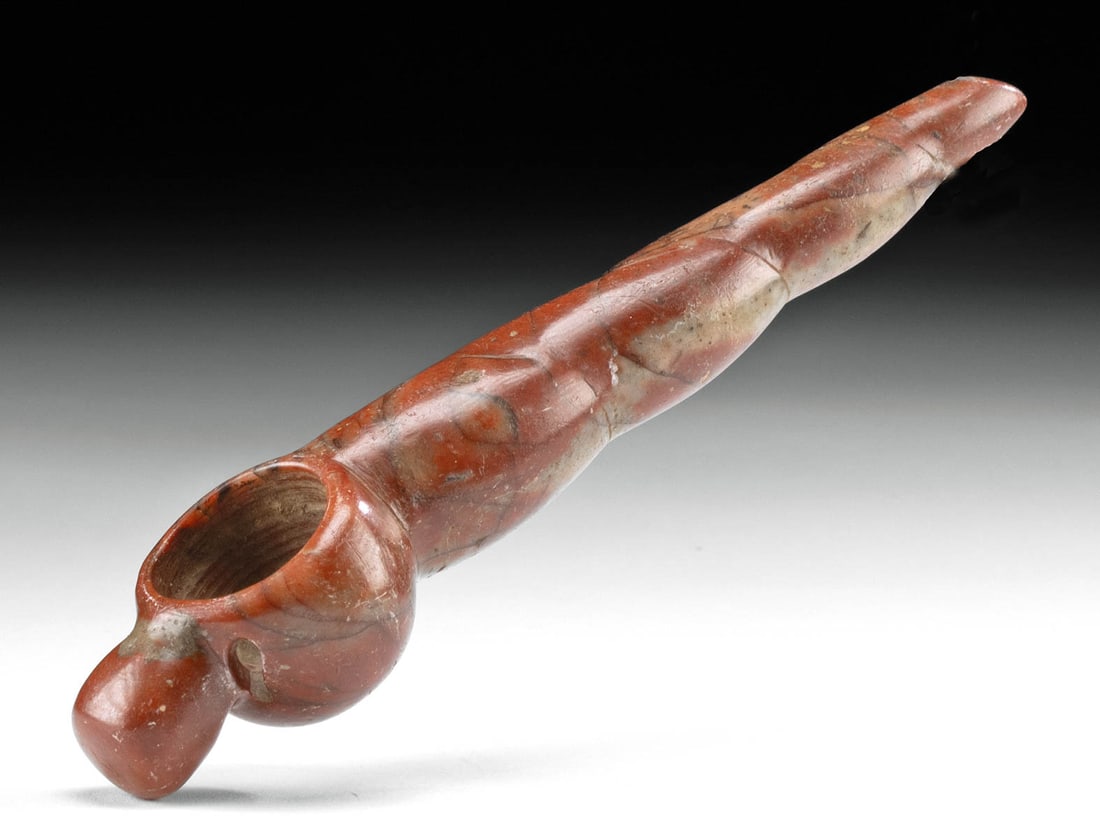 Stunning Tairona Red Jasper Drug Spoon (Lime / Coca) (1 of 3)
