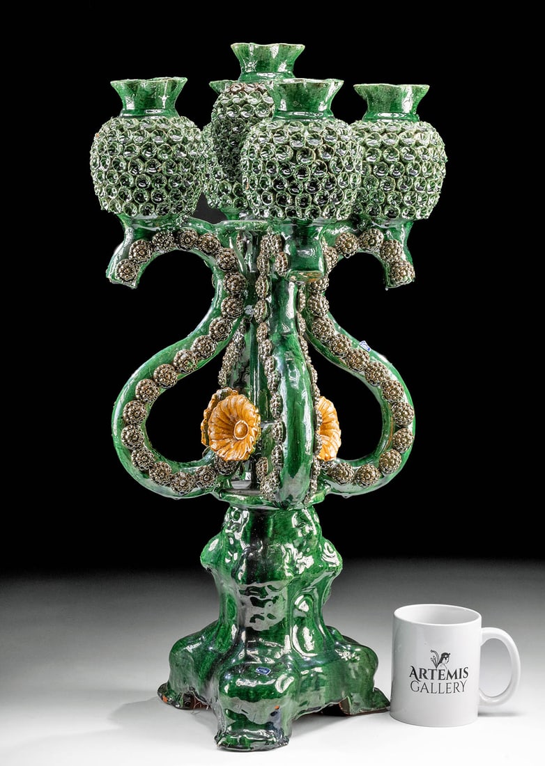 20th C. Mexican Glazed Pottery Candelabra (1 of 4)