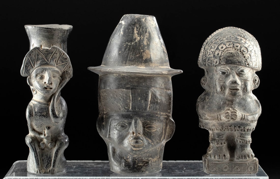 Lot of 3 Peruvian Post-Conquest Blackware Figures (1 of 5)