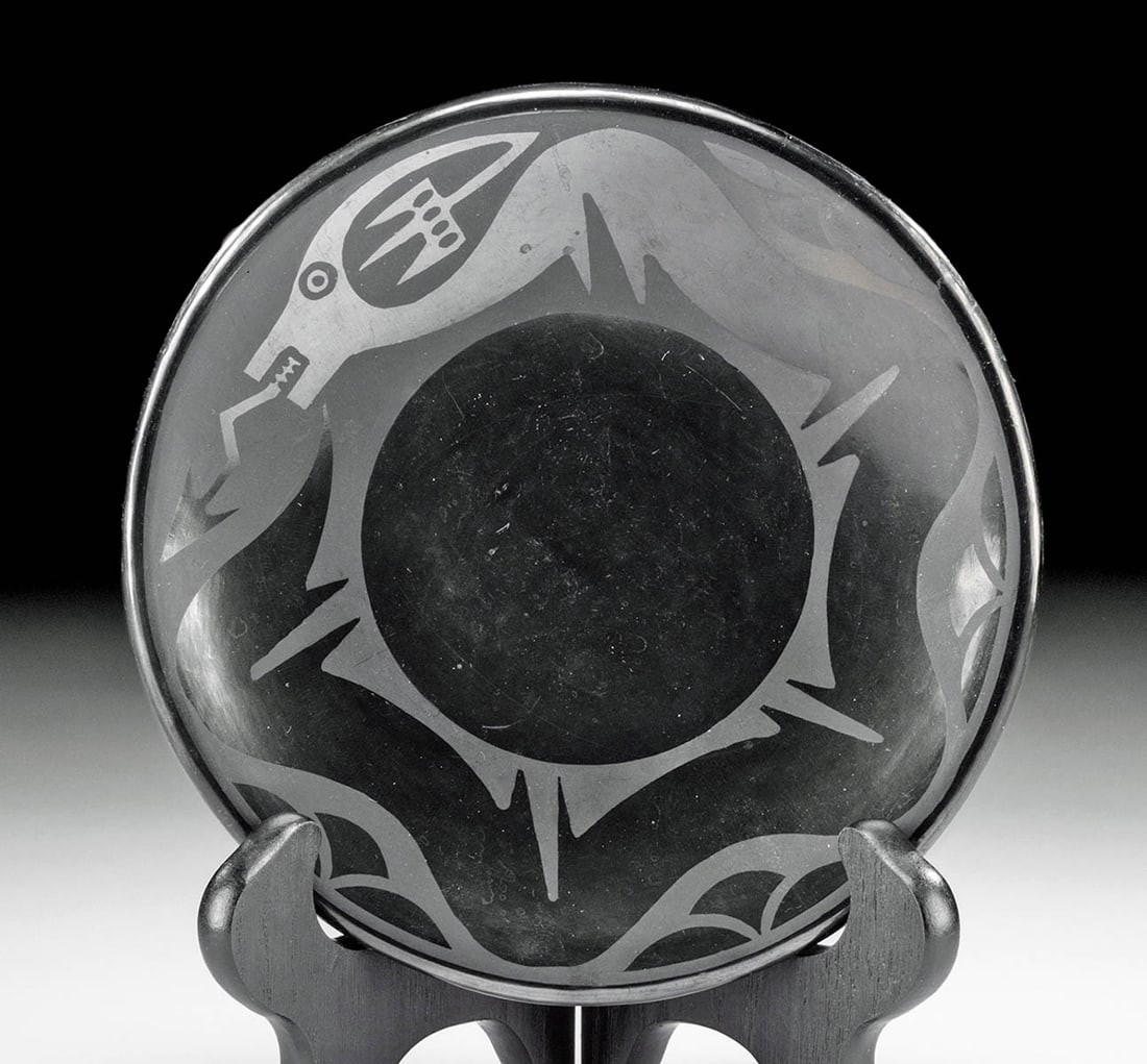 Maria Martinez Blackware Plate w/ Avanyu (1 of 4)