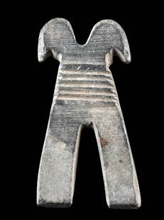 Egyptian Stone Pesesh-Kef Amulet (Opening of the Mouth): Ancient Egypt, Late Dynastic to Ptolemaic Period, ca. 664 to 30 BCE. A petite, hand-carved stone amulet known as a pesesh-kef (PsS-kf in Egyptian) used during a funerary ritual called the "Opening of