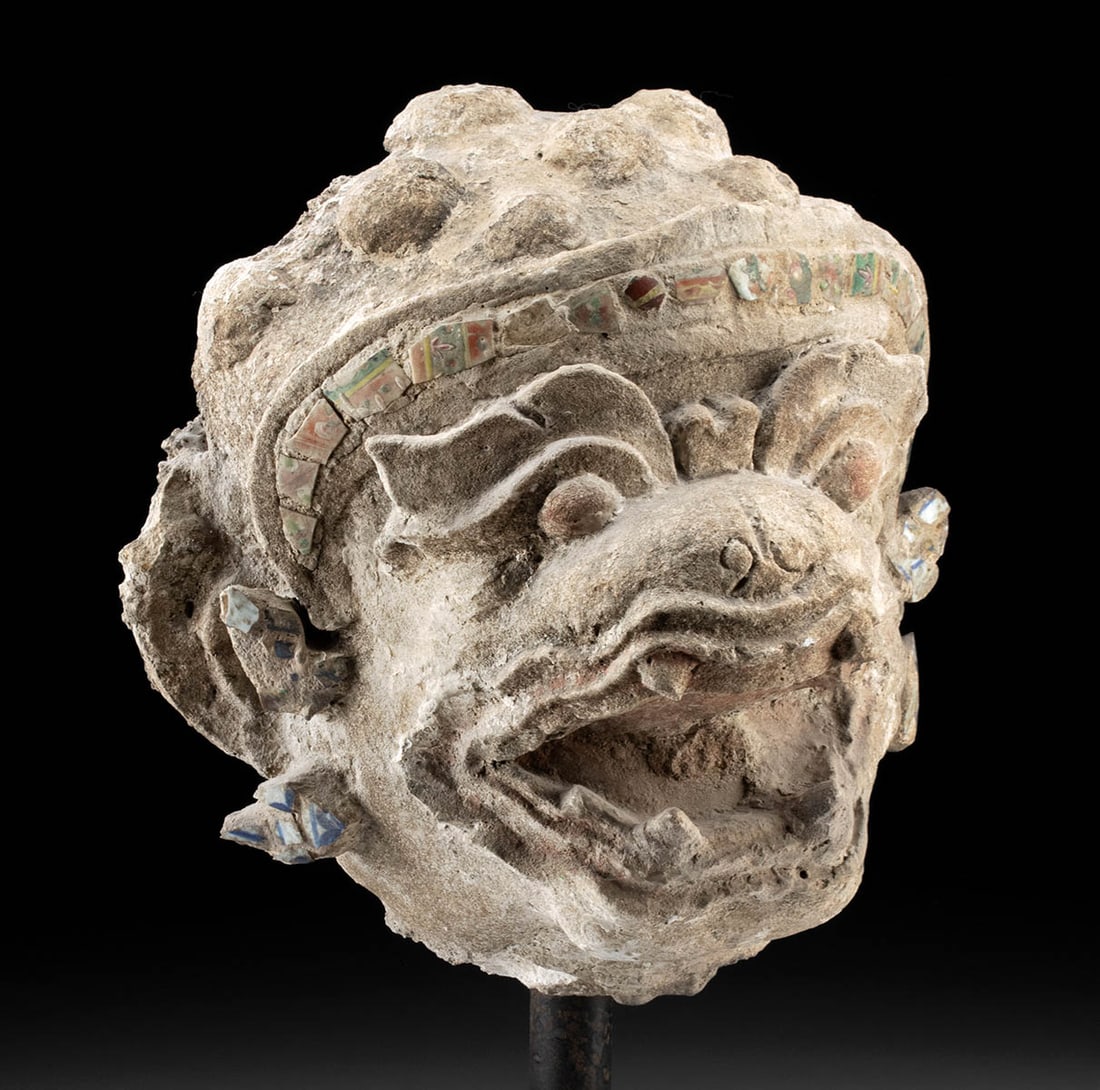 11th C. Khmer Stucco Guardian Lion Head (1 of 5)