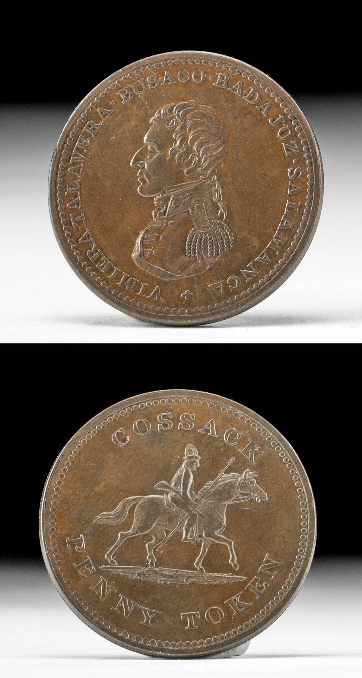 1813 English Bronze Wellington / Cossack Token Penny (1 of 3)