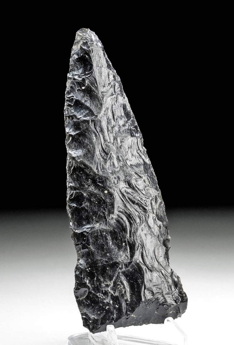 Large Ancient Mesoamerican Colima Obsidian Blade Head (1 of 3)