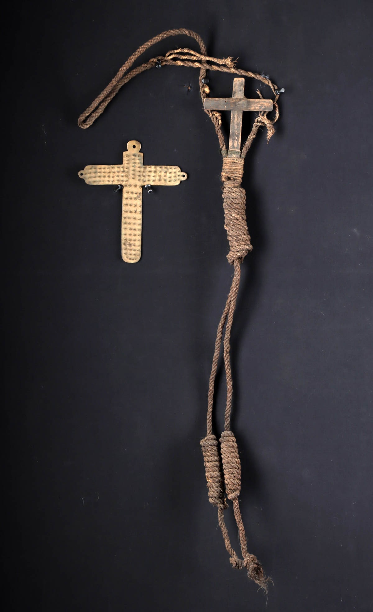 Spanish Colonial Flagellator's Spiked Crucifix & Whip (1 of 4)