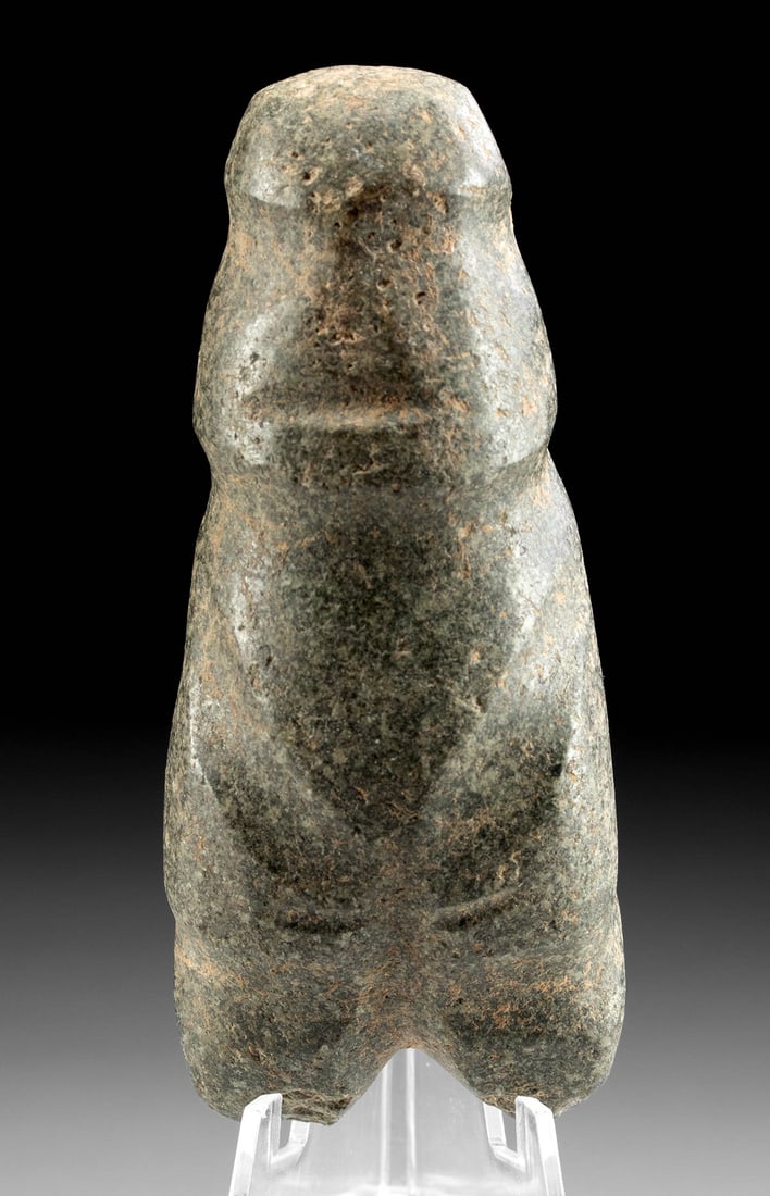 Guerrero Mezcala Greenstone Axe God: Help us help those in need this holiday season! Artemis Gallery is donating 100% of the Buyer's Premium from all lots sold to COMMUNITY FOOD SHARE. Each $1.00 donated = 3 meals! Pre-Columbian, Souther