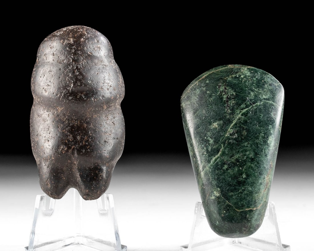 Guerrero Mezcala Stone Axe God + Maya Greenstone Celt (1 of 4)