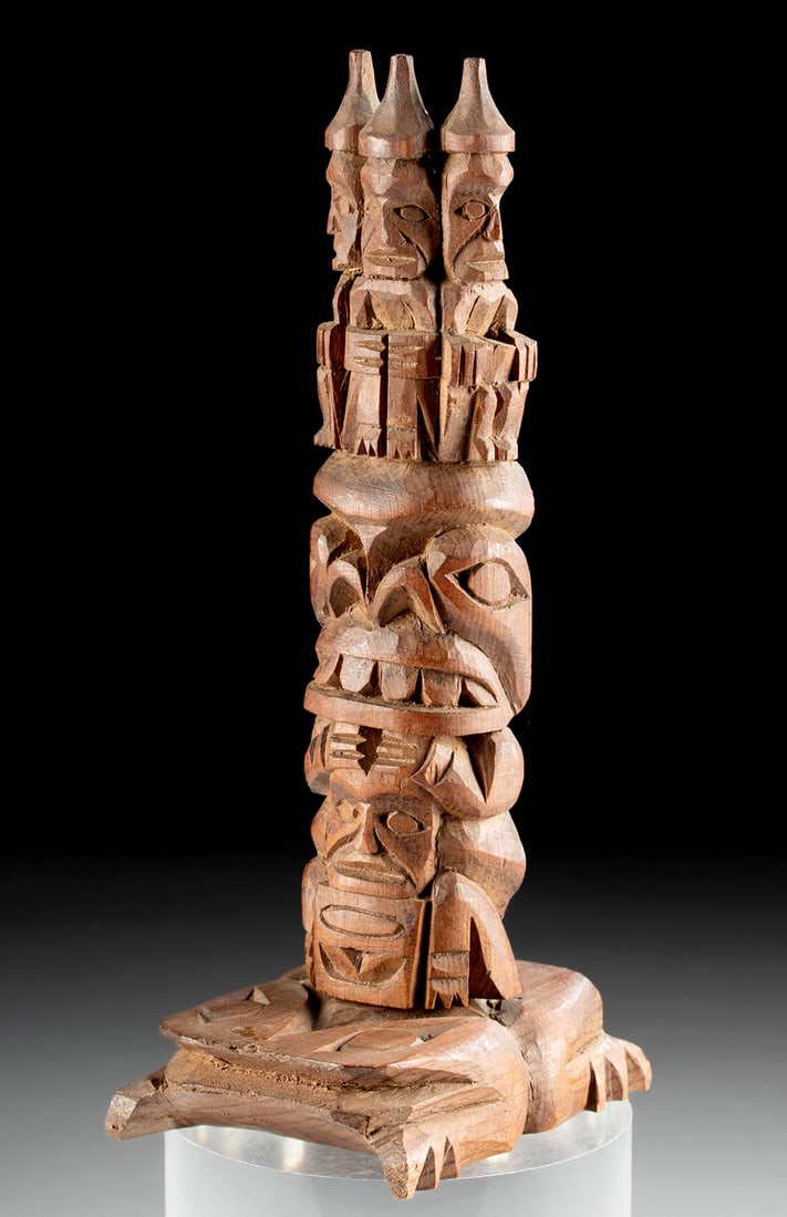 1960s Northwest Coast Totem Watchers Atop Beaver (1 of 5)