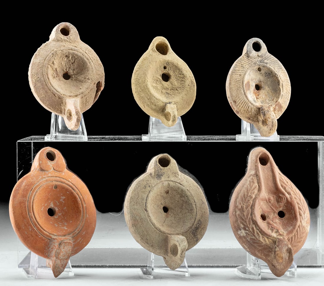 Lot of 6 Roman Pottery Oil Lamps (1 of 5)