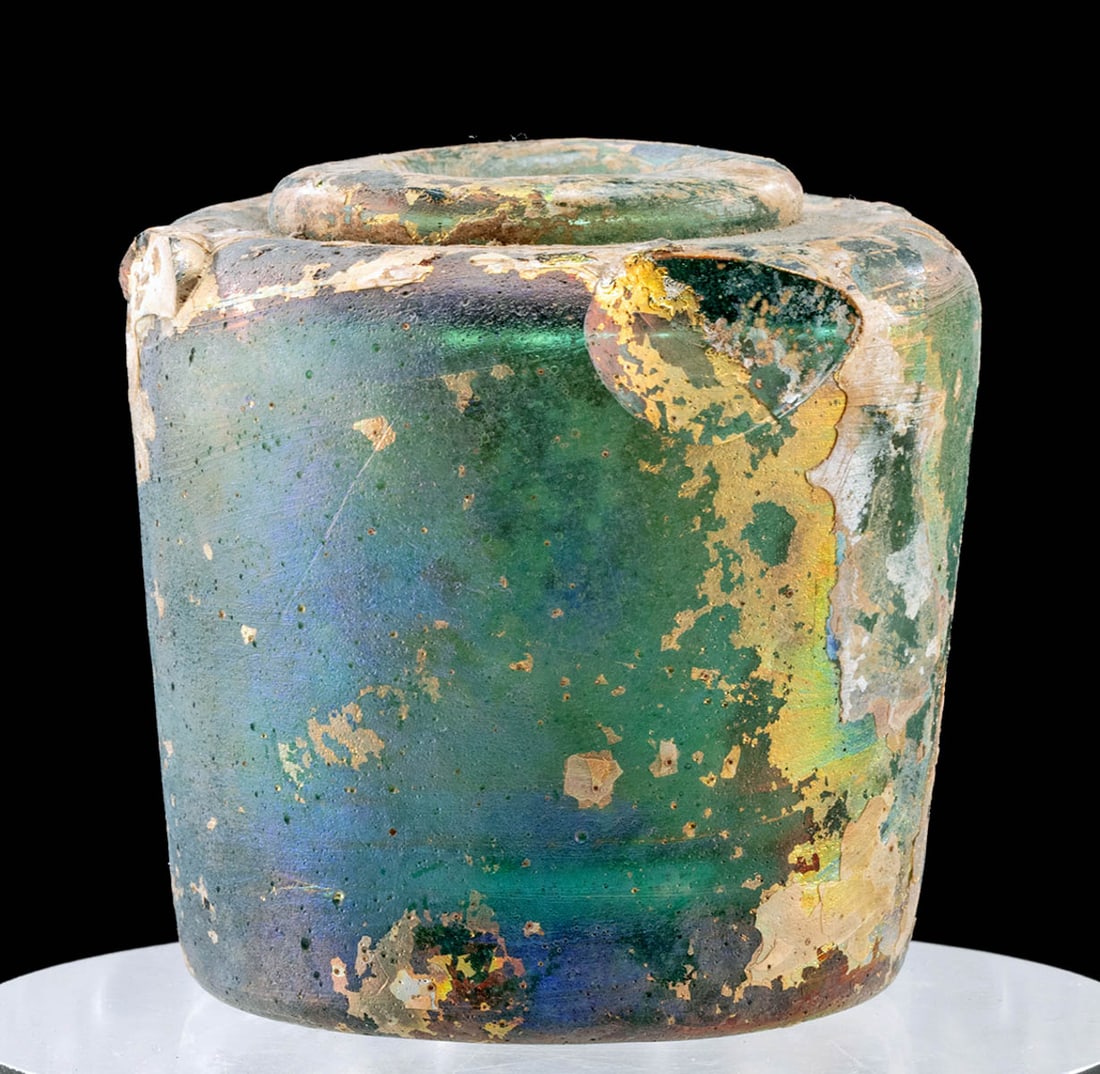 Roman Glass Inkwell Fiery Iridescence (1 of 5)