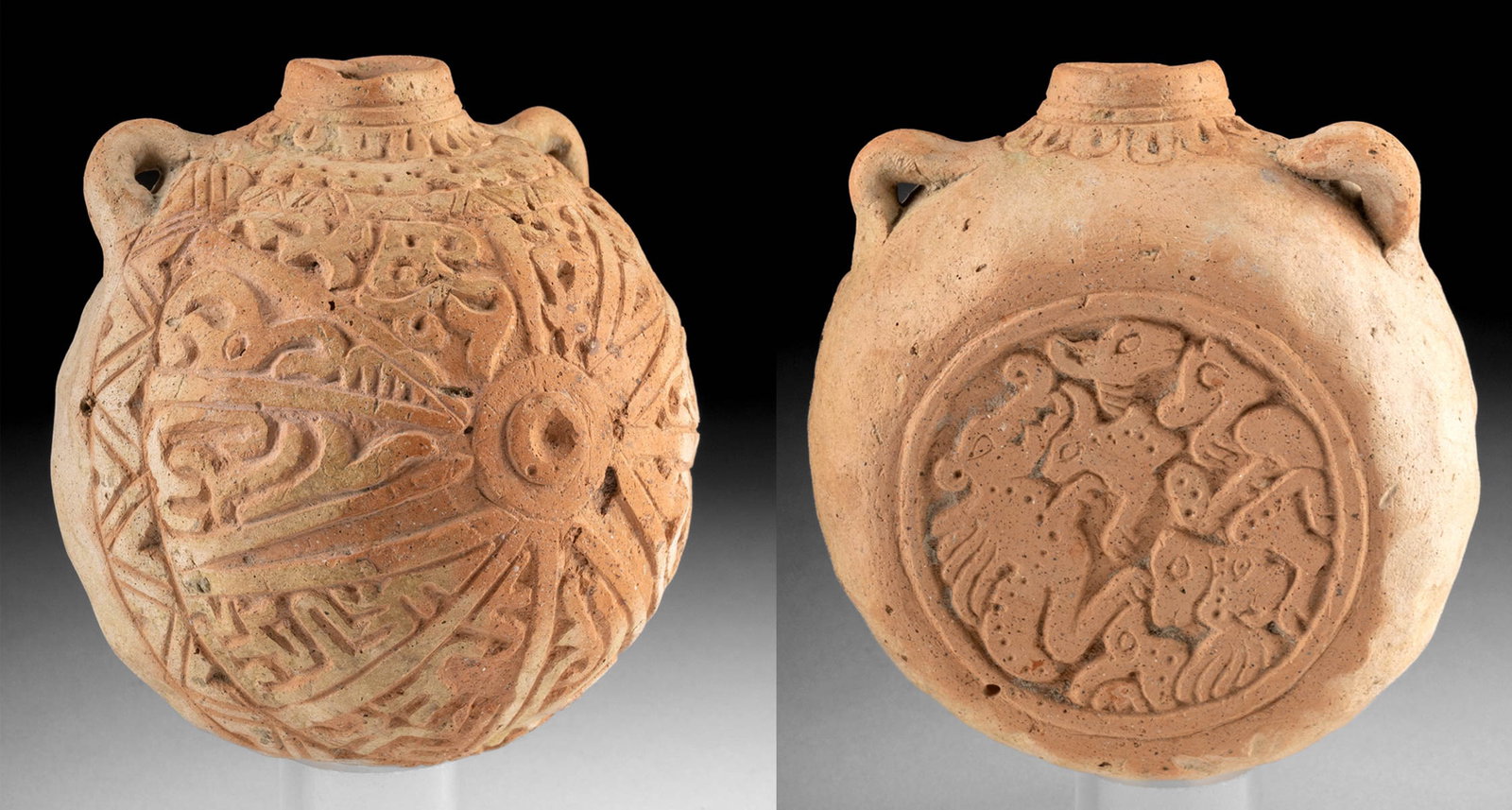 8th C. Islamic Flask w/ Animals, Script - TL'd (1 of 4)