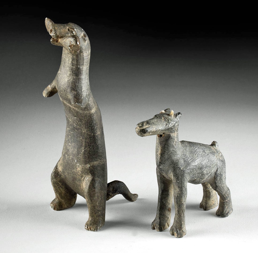Inuit Stone Carvings Reindeer + Otter by Joe Talirunili (1 of 4)