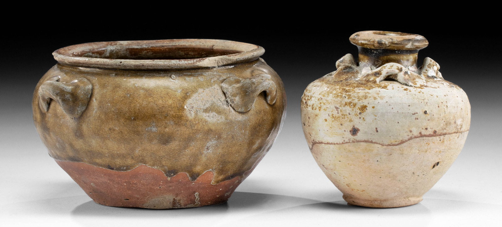 14th C. Thai Sawankhalok Glazed Pottery Jars (1 of 4)