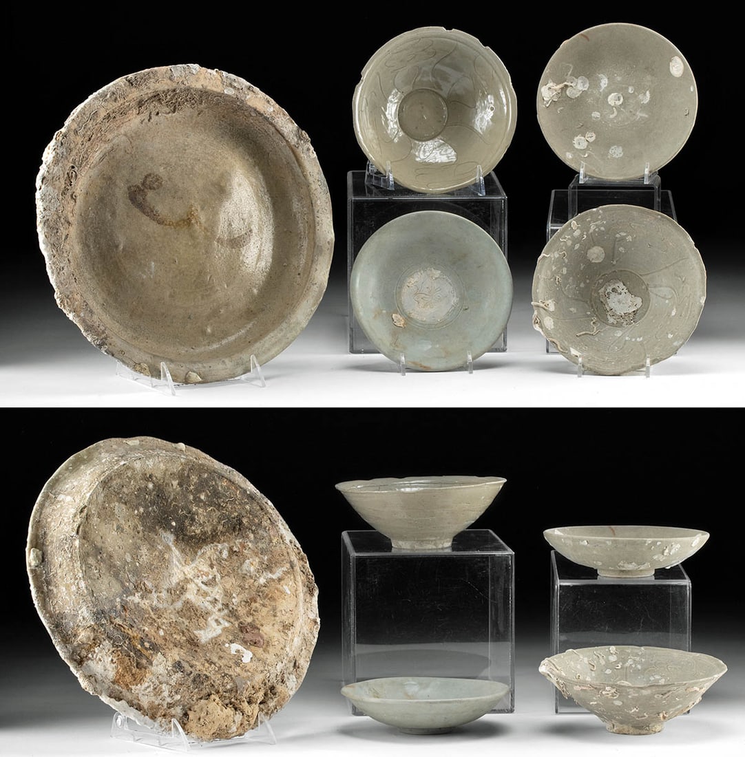 Chinese & Vietnamese Shipwreck Pottery, 5 pcs (1 of 3)