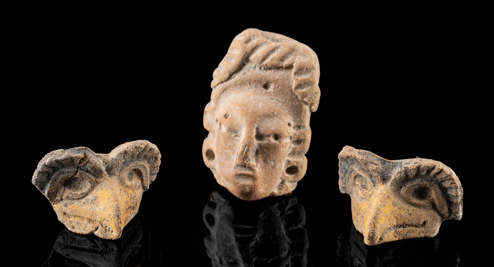 Aztec Eagle Appliques +  Maya Pottery Head (1 of 2)