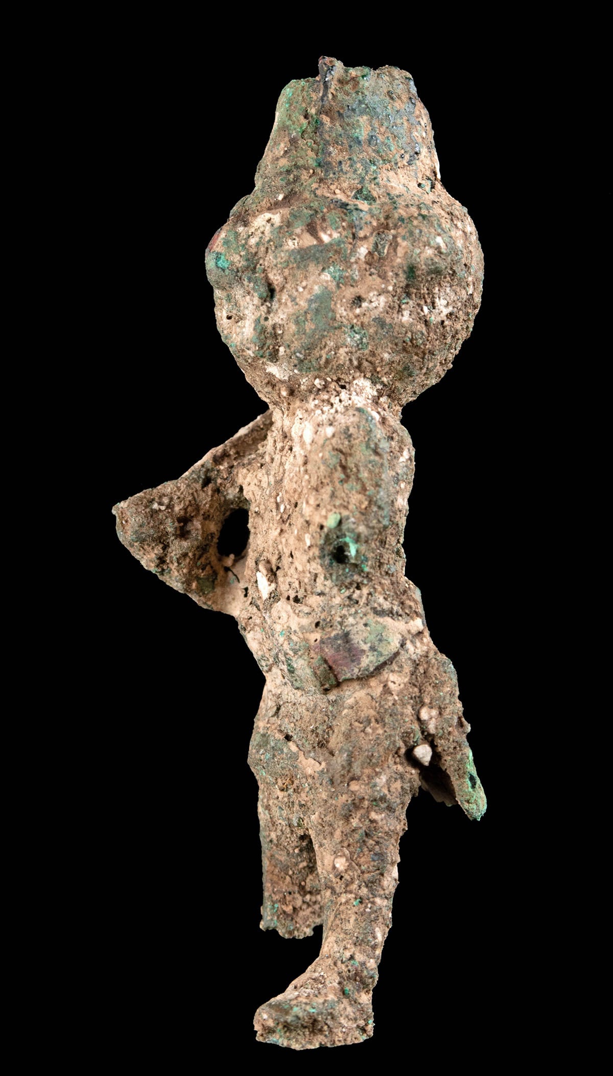 Miniature Moche Copper Warrior Holding Club (1 of 3)