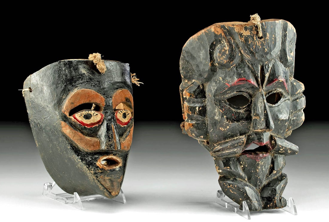 Early 20th C. Mexican Wood Dance Moro Masks, 2 (1 of 3)