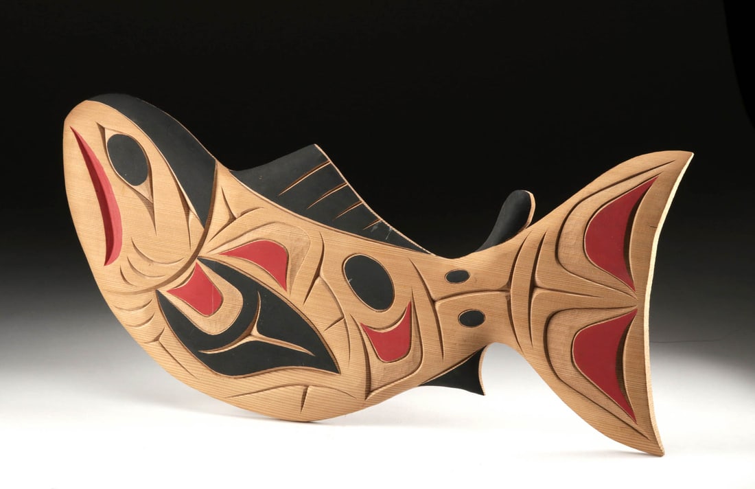 First Nations Coast Salish Wood Salmon by Doug Horne (1 of 5)
