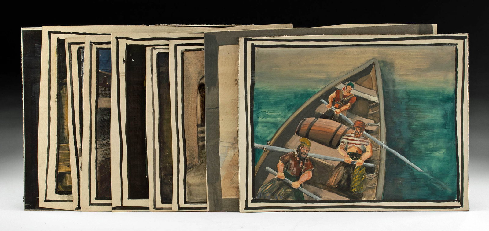 Mixed Media Drawings Attributed to Frank "Pancho" Gates (1 of 6)