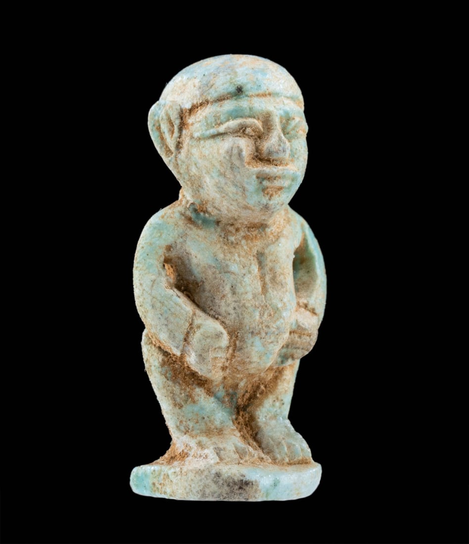 Egyptian Faience Pataikos Amulet, ex Mitry (1 of 4)