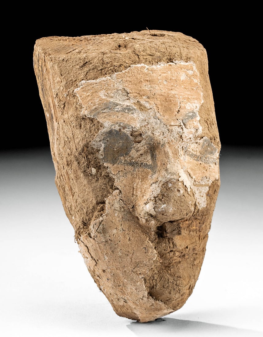 Egyptian Cedar Mummy Mask, Remains of Gesso, Plaster (1 of 4)