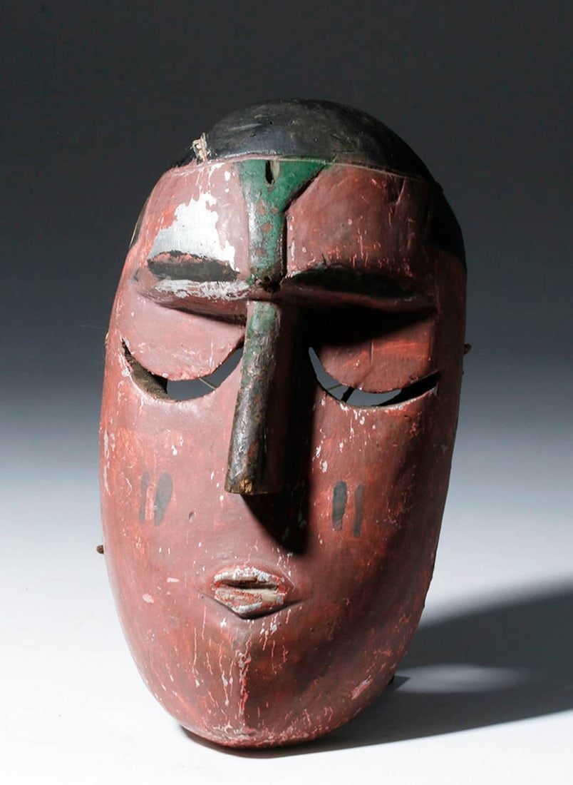 20th C. African Igbo Painted Wood Face Mask (1 of 2)