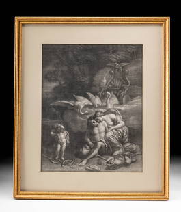 Vaillant Mezzotint - Venus Mourns Adonis, ex-Christie's: Wallerant Vaillant (Dutch, 1623-1677) after Erasmus Quellinus II (Flemish, 1607-1678). "Venus Mourning the Dead Adonis" mezzotint, second or third (final) state, undated (ca. 1665). "W. Vaillant fecit