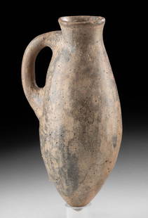 Rare Amlash Iron Age Amphora Flask / Pitcher: **Originally Listed At $450** Ancient Near East, northwestern Iran, Amlash, Iron Age, ca. 1200 to 800 BCE. A pottery vessel with burnished surfaces and shaped into a petite bullet shaped amphora, the