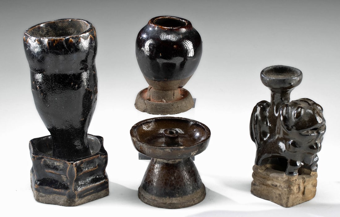 12th C. Cambodian Khmer Glazed Vessels (Votive Forms) (1 of 2)