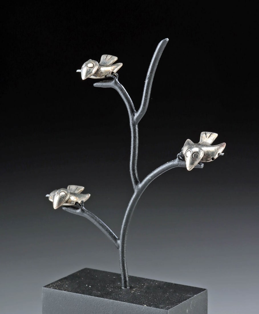 Charming Tree Stand w/ Moche Silver Bird Beads (1 of 3)