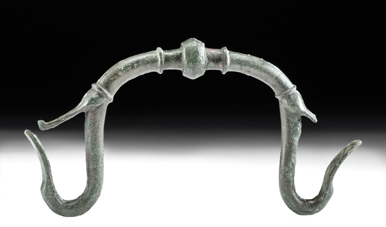 Elegant Roman Bronze Handle Twin Swan Heads (1 of 4)