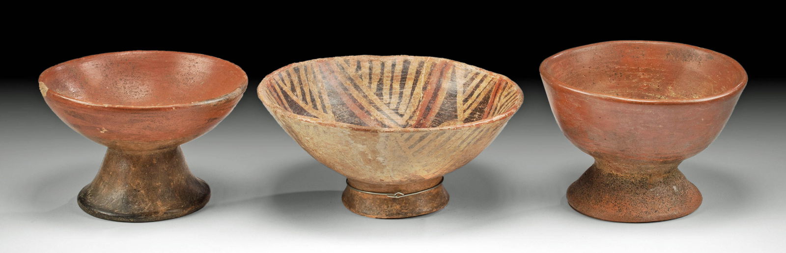 3 Narino Pottery Footed Bowls w/ Negative Resist Motifs (1 of 4)